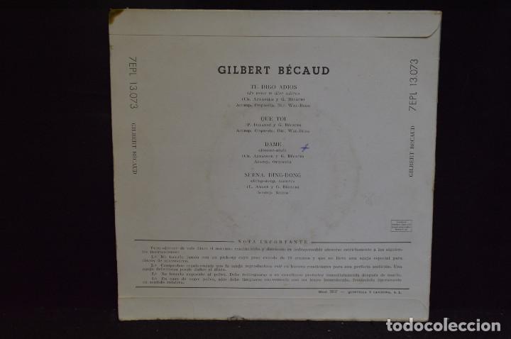 Discos de vinilo: GILBERT B&Eacute;CAUD - TE DIGO ADIOS + 3 - EP - Foto 2