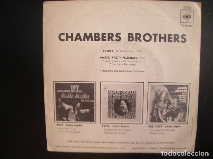Discos de vinilo: CHAMBERS BROTHERS- FUNKY. SINGLE. - Foto 2