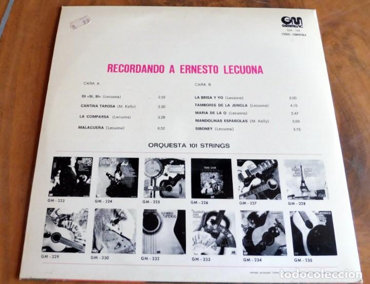 Discos de vinilo: DISCO - LP - GRAMUSIC - RECORDANDO A ERNESTO LECUONA - ORQUESTA 101 STRINGS - Foto 2