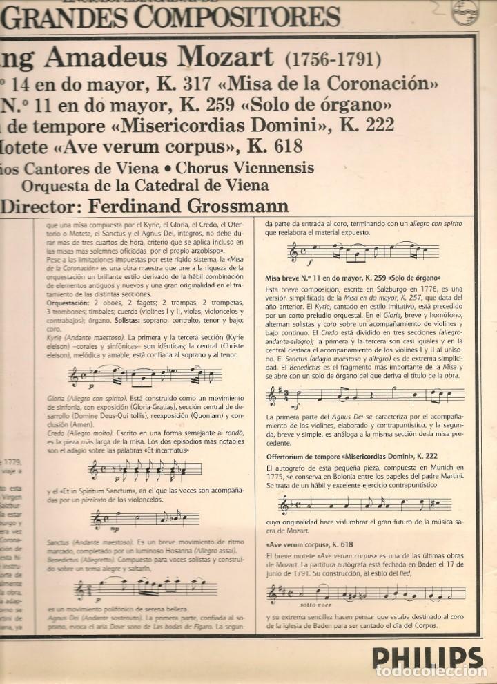 Discos de vinilo: LP.  W. A. MOZART.  (P/B72) - Foto 2