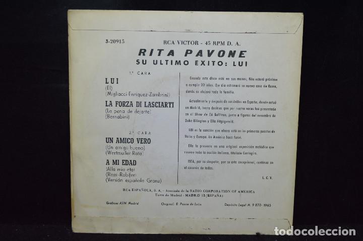 Discos de vinilo: RITA PAVONE - LUI + 3 - EP - Foto 2