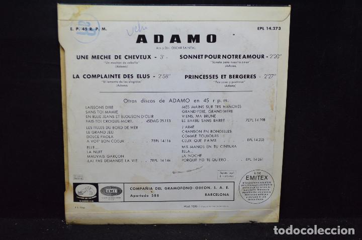 Discos de vinilo: ADAMO - UNE MECHE DE CHEVEUX + 3 - EP - Foto 2