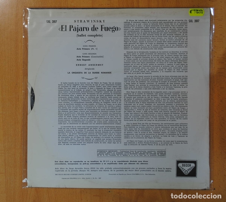 Discos de vinilo: STRAVINSKY - THE FIRE BIRD - LP - Foto 2