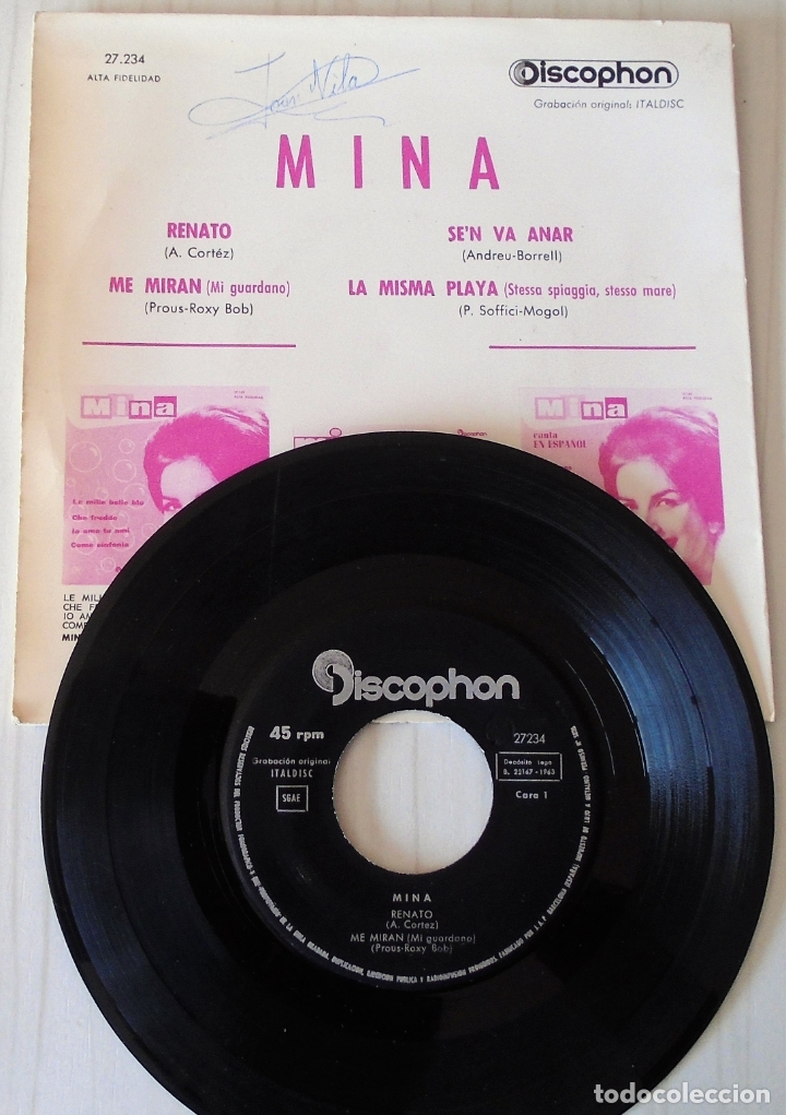 Discos de vinilo: MINA - RENATO + 3 TEMAS DISCOPHON - 1963 - Foto 2