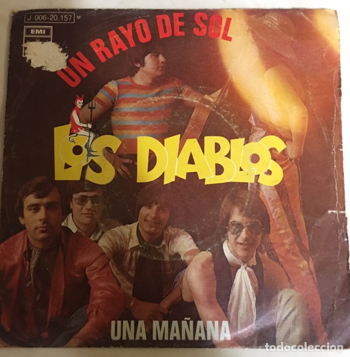 Discos de vinilo: Single Los Diablos Un rayo de sol - una ma&ntilde;ana - Foto 1