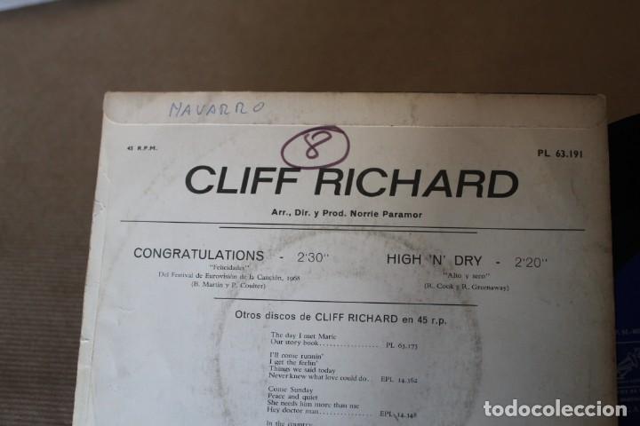 Discos de vinilo: CLIFF RICHARD CONGRATULATIONS EUROVISION 1968 SINGLE - Foto 3