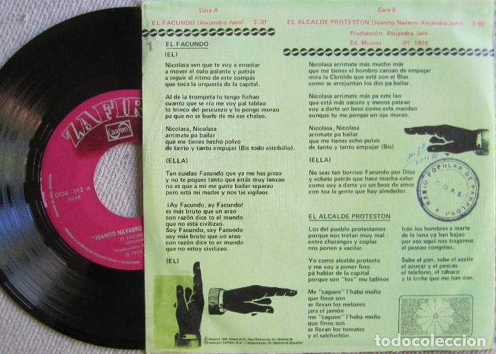 Discos de vinilo: JUANITO NAVARRO CON EUGENIA ROCA: EL FACUNDO / EL ALCALDE PROTEST&Oacute;N - Foto 2