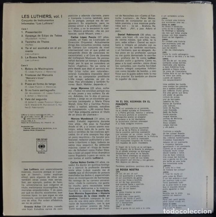 Discos de vinilo: LES LUTHIERS // LES LUTHIERS // 1982 (VG VG).LP - Foto 2
