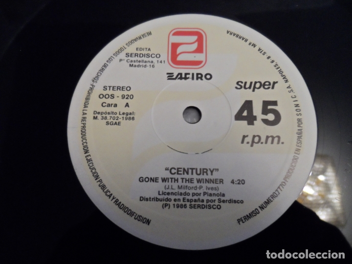 Discos de vinilo: CENTURY - GONE WITH THE WINNER - Foto 3
