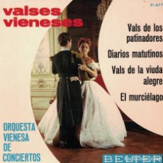 Discos de vinilo: VALSES VIENESES - ORQUESTA VIENESA DE CONCIERTOS (EP ESPAÑOL, BELTER 1974). Lote 167100368