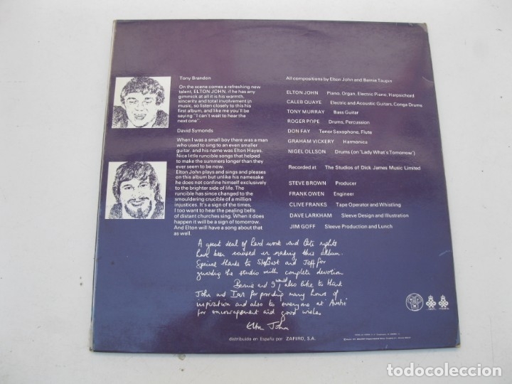 Discos de vinilo: LP - ELTON JOHN - EMPTY SKY - ZAFIRO - A&Ntilde;O 1977. - Foto 3