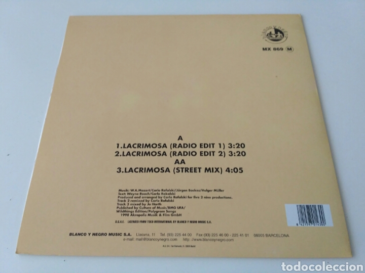Discos de vinilo: Daddy Roach Feat. Gimme 5 - Lacrimosa - Foto 2