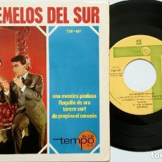Discos de vinilo: SINGLE EP 1965 - LOS GEMELOS DEL SUR - TORERO SURF +UNA MENTIRA PIADOSA + FLEQUILLO DE ORO.... Lote 167547080