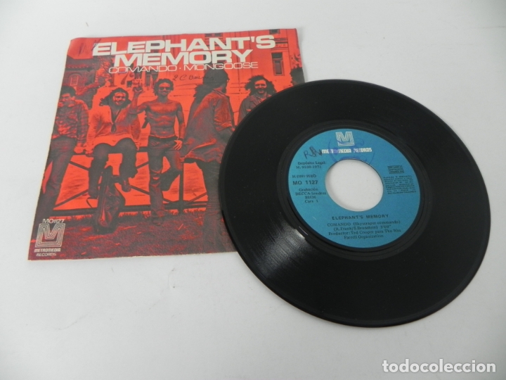 Discos de vinilo: SINGLE ELEPHANTS MEMORY (COMANDO / MONGOOSE) METROMEDIA RECORDS-1971 - Foto 2