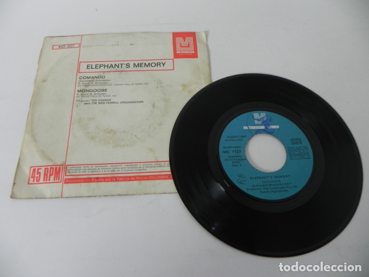 Discos de vinilo: SINGLE ELEPHANTS MEMORY (COMANDO / MONGOOSE) METROMEDIA RECORDS-1971 - Foto 4