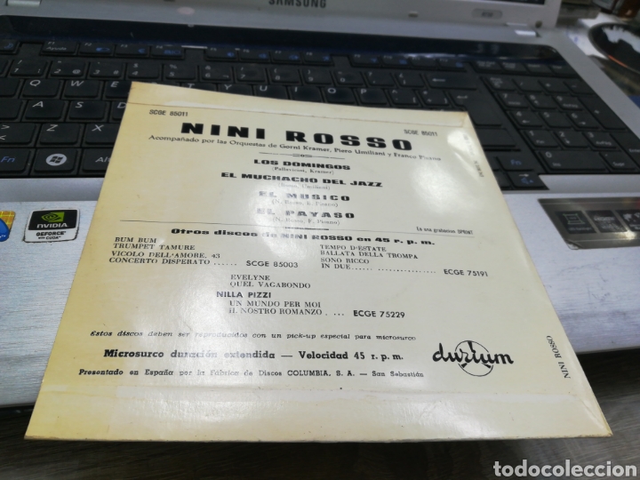 Discos de vinilo: Nini rosso ep los domingos + 3 Espa&ntilde;a 1963 - Foto 2