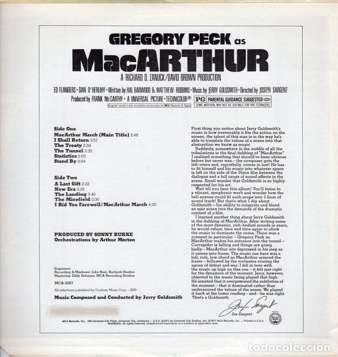 Discos de vinilo: MAC ARTHUR. BSO-LP. JERRY GOLDSMITH - Foto 3