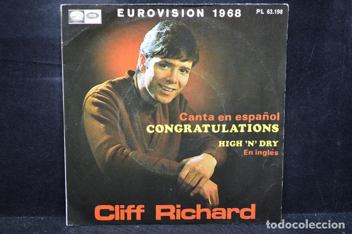 Discos de vinilo: CLIFF RICHARD - CONGRATULATIONS / HIGH &acute;N&acute; DRY - SINGLE - Foto 1