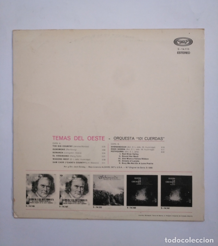 Discos de vinilo: EXITOS DE HOY Y SIEMPRE.- TEMAS DEL OESTE. LP. TDKDA55 - Foto 2