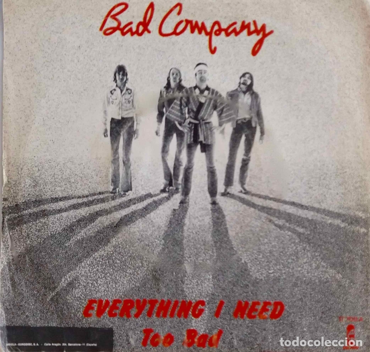 Discos de vinilo: BAD COMPANY, EVERYTHING I NEED. SINGLE ESPA&Ntilde;A - Foto 1