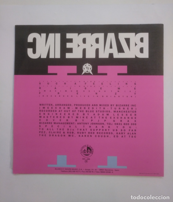 Discos de vinilo: BIZARRE INC. SUCH A FEELING. MAXI SINGLE. TDKDA56 - Foto 2