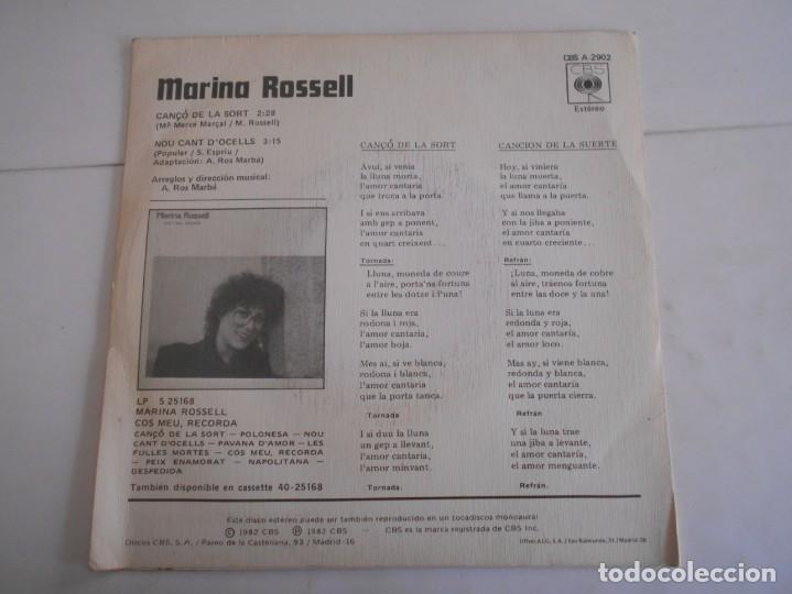 Discos de vinilo: MARINA ROSSELL-SINGLE &Ccedil;ANCO DE LA SORT - Foto 2