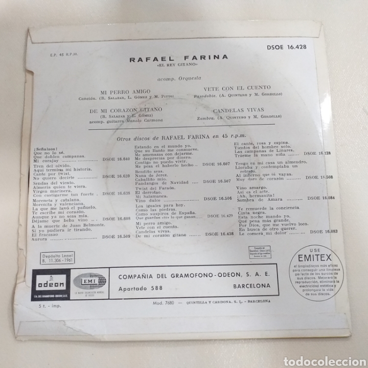 Discos de vinilo: Disco vinilo single Rafael Farina 1961 - Foto 2