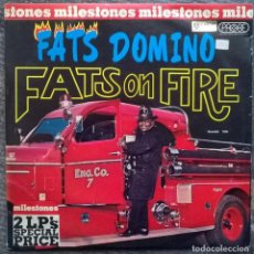 Discos de vinilo: FATS DOMINO. FATS ON FIRE/ GETAWAY WITH. PROBE-MILESTONES, HOLLAND 1977 (2 LP + DOBLE CARPETA)