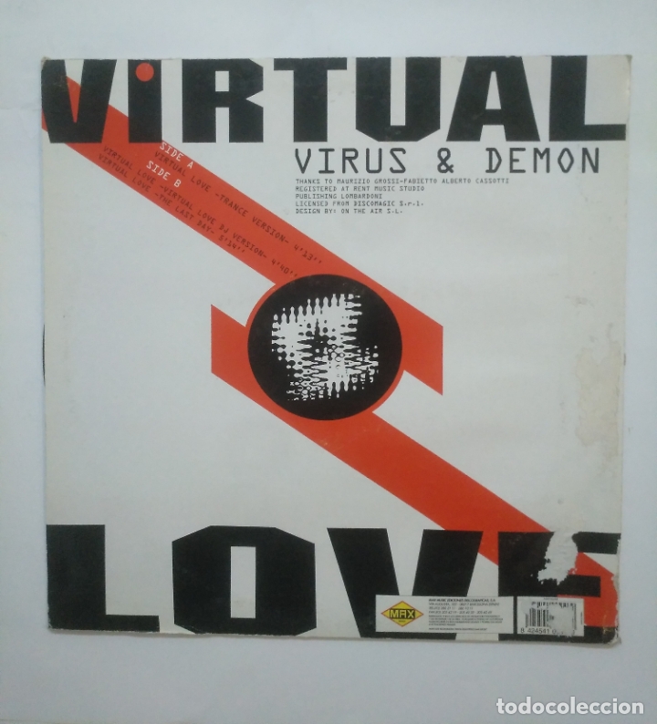 Discos de vinilo: VIRTUAL LOVE. VIRUS & DEMON. MAXI SINGLE. TDKDA58 - Foto 2