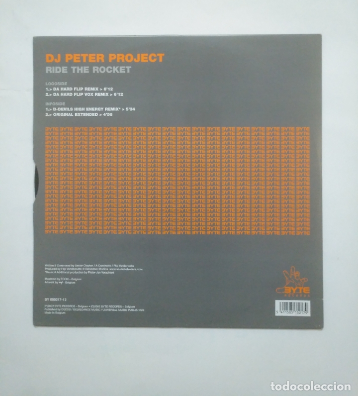 Discos de vinilo: DJ. PETER PROJECT. RIDE THE ROCKET. MAXI-SINGLE. TDKDA58 - Foto 2