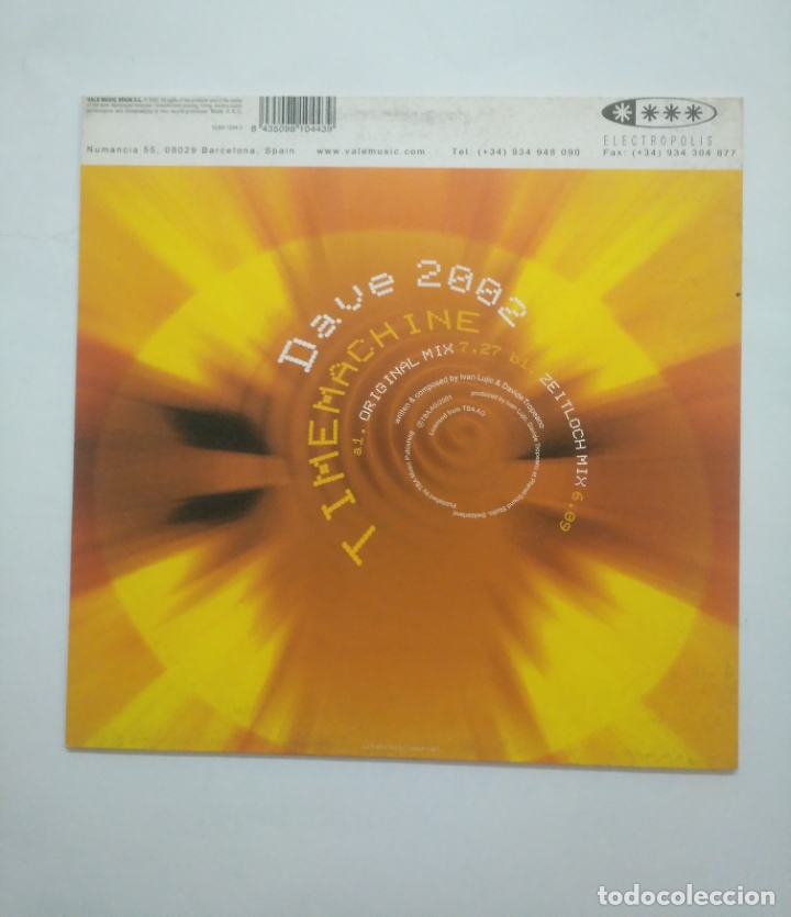 Discos de vinilo: DAVE 202. TIMEMACHINE. ELECTROPOLIS. MAXI-SINGLE. TDKDA58 - Foto 2
