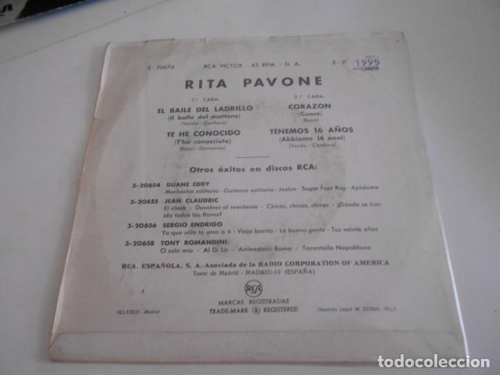 Discos de vinilo: RITA PAVONE-EP EL BAILE DEL LADRILLO +3 - Foto 2