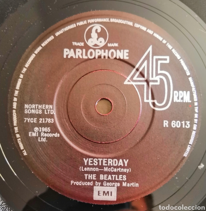 Discos de vinilo: SINGLE BEATLES YESTERDAY 1965 - Foto 3