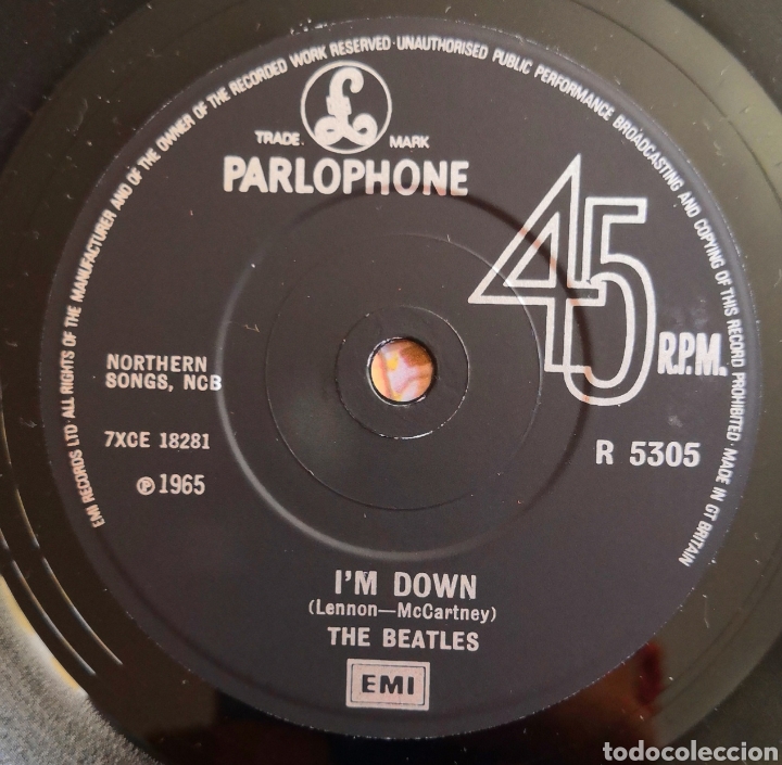 Discos de vinilo: SINGLE BEATLES HELP/IM DOWN 1965 - Foto 4