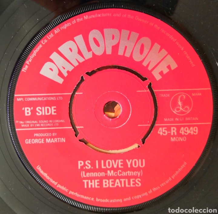 Discos de vinilo: SINGLE BEATLES LOVE ME DO 1967 - Foto 3