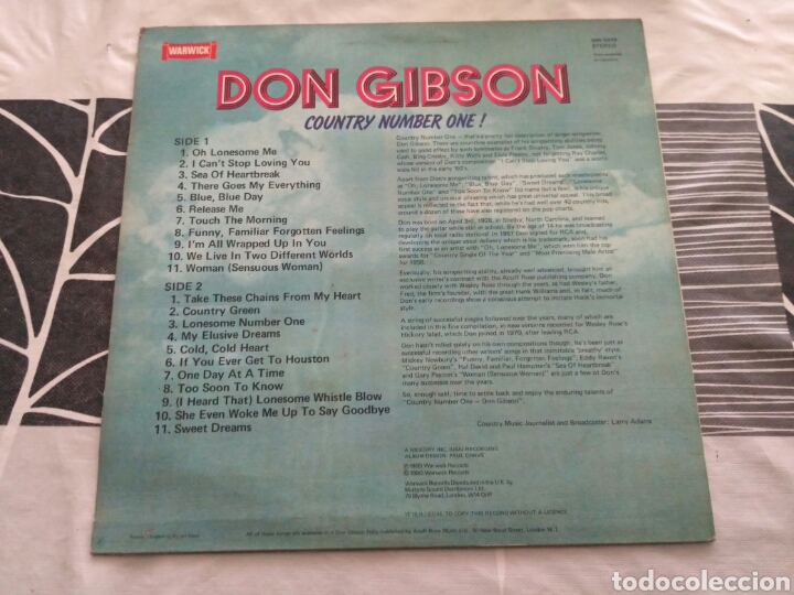 Discos de vinilo: Don Gibson - Country Number One ! (LP, Comp) - Foto 2