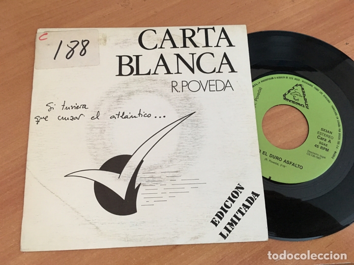 Dischi in vinile: CARTA BLANCA (POR EL DURO ASFALTO ) SINGLE ESPA&Ntilde;A 1987 EDICION LIMITADA (EPI14)