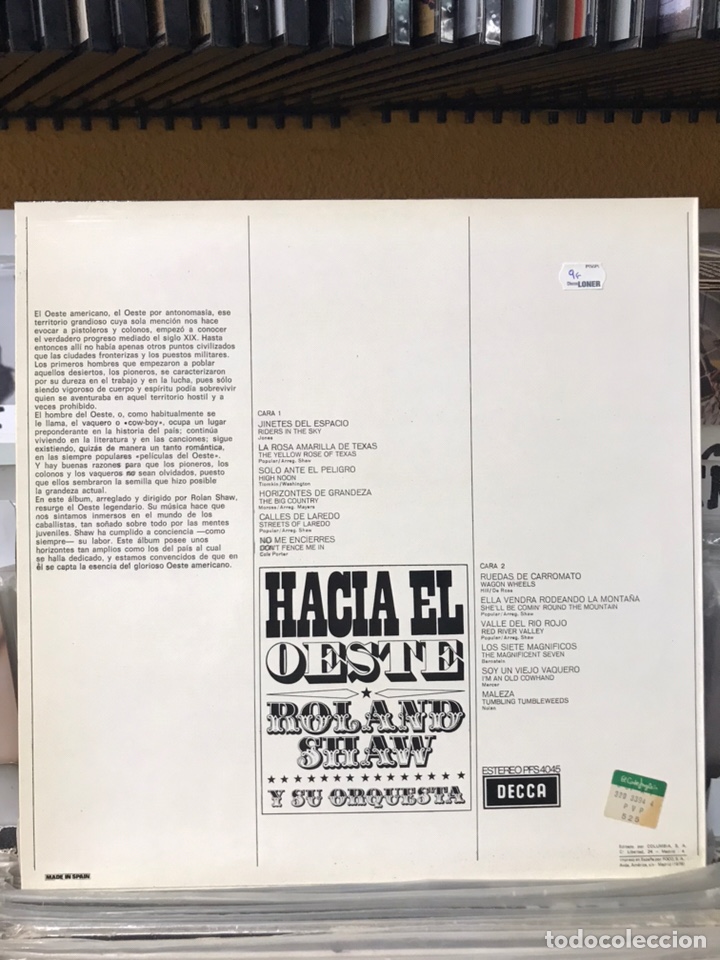 Discos de vinilo: Hacia el oeste Roland shaw y su orquesta - Foto 2