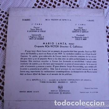 Discos de vinilo: Mario Lanza E lucevan le stelle EP 1964 - Foto 2