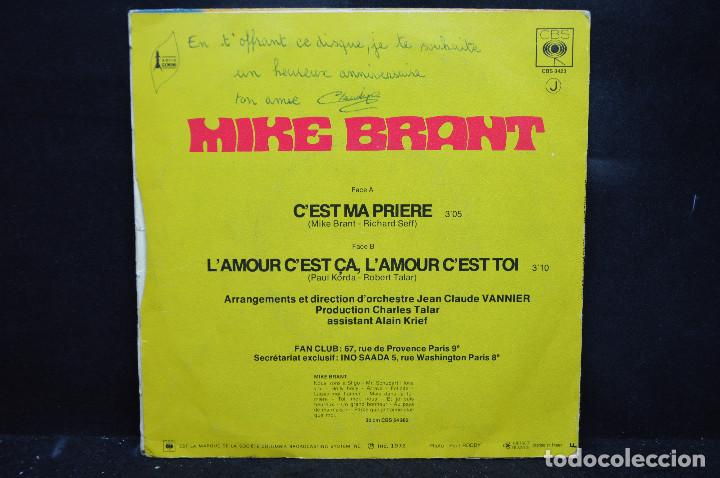 Discos de vinilo: MIKE BRANT - C&Eacute;ST / MA PRIERE - SINGLE - Foto 2