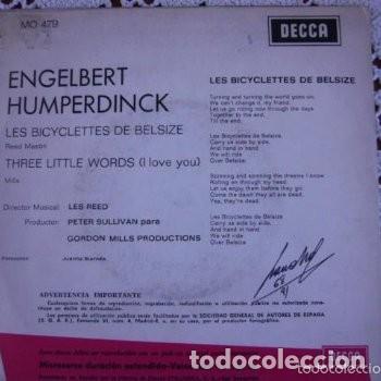 Discos de vinilo: Engelbert Humperdinck Les Bicyclettes de Belsize EP 1968 - Foto 2
