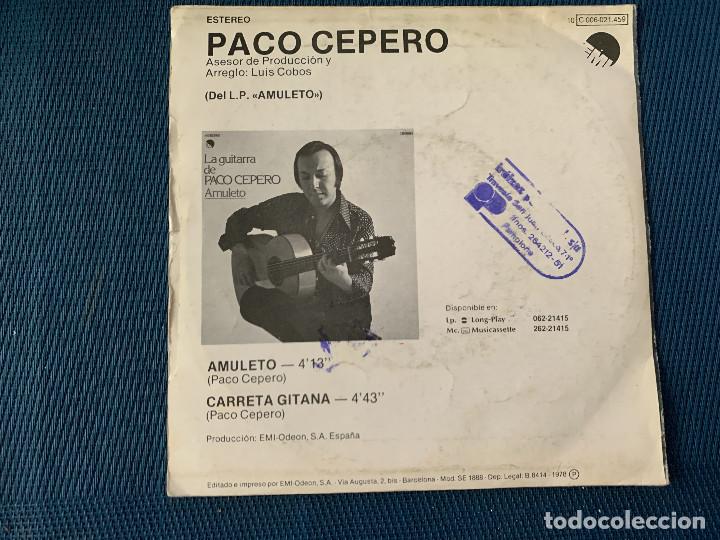 Discos de vinilo: PACO CEPERO. AMULETO. SINGLE / EMI-PROMO - 1978 - Foto 2