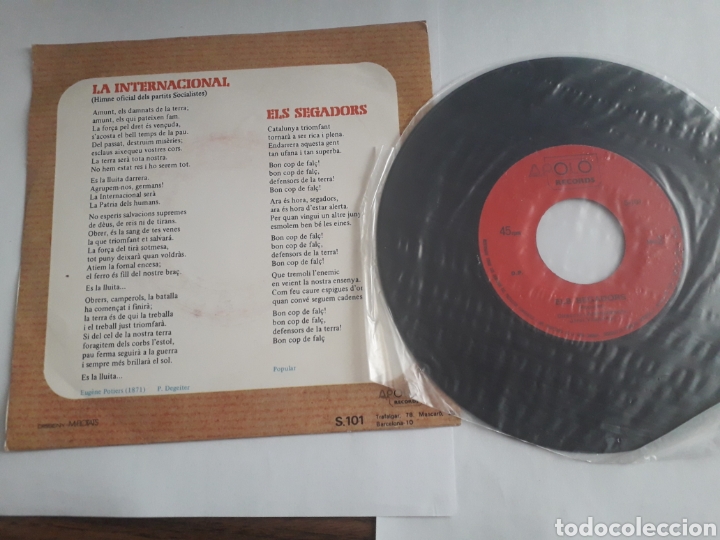 Discos de vinilo: La Internacional y Els Segadors. Singles - Foto 4
