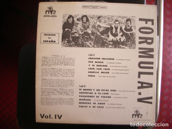 Discos de vinilo: FORMULA V- VOL IV. - Foto 2