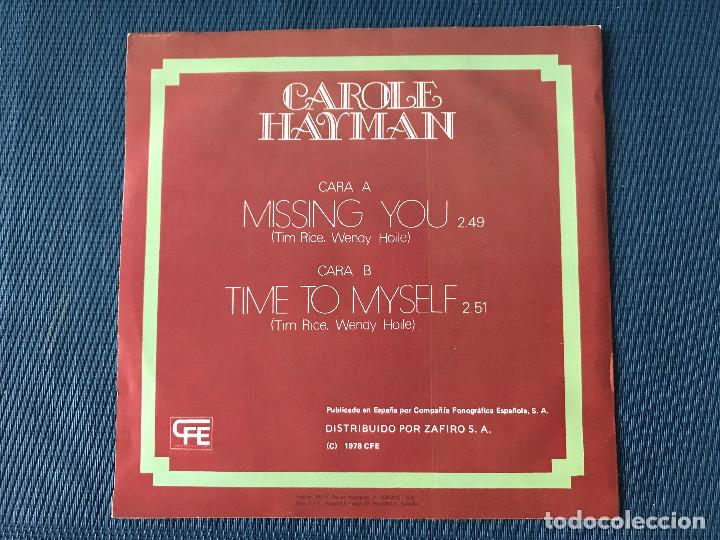 Discos de vinilo: CAROLE HAYMAN: MISSING YOU / TIME TO MYSELF - Foto 2