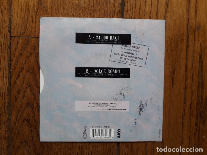 Discos de vinilo: Adriano celentano  - 24.000 baci  +  dolce rompi - Foto 2