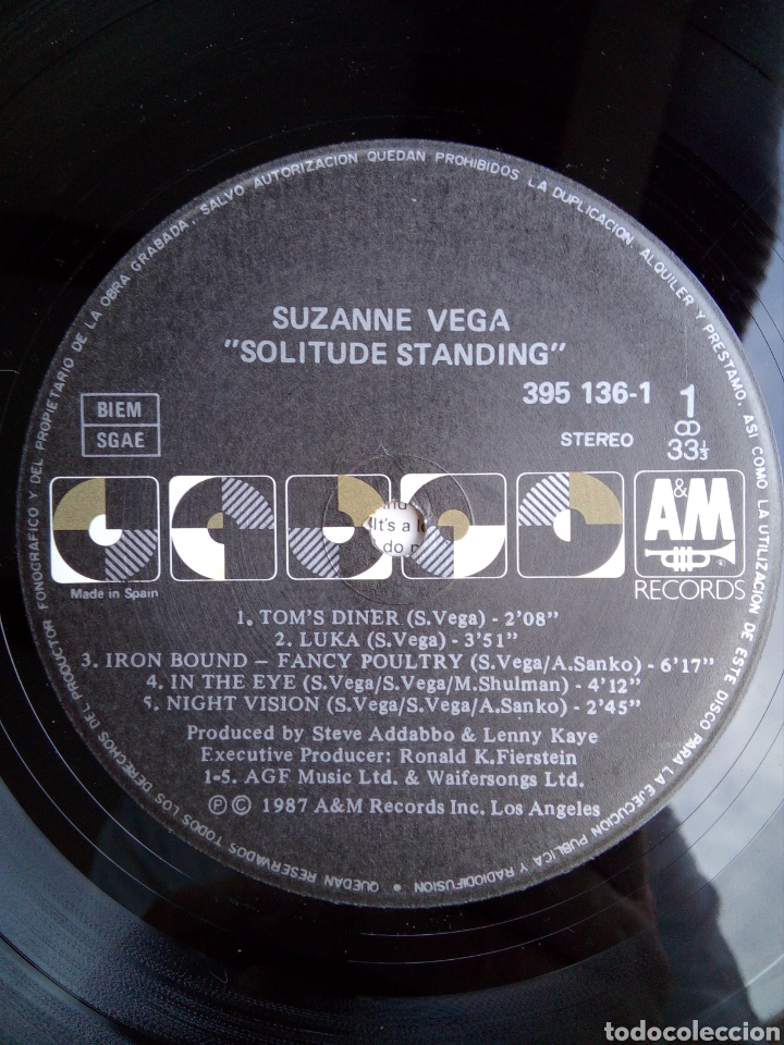 Discos de vinilo: Suzanne Vega - Solitude standing, A&M Records, 1987. Spain. - Foto 4