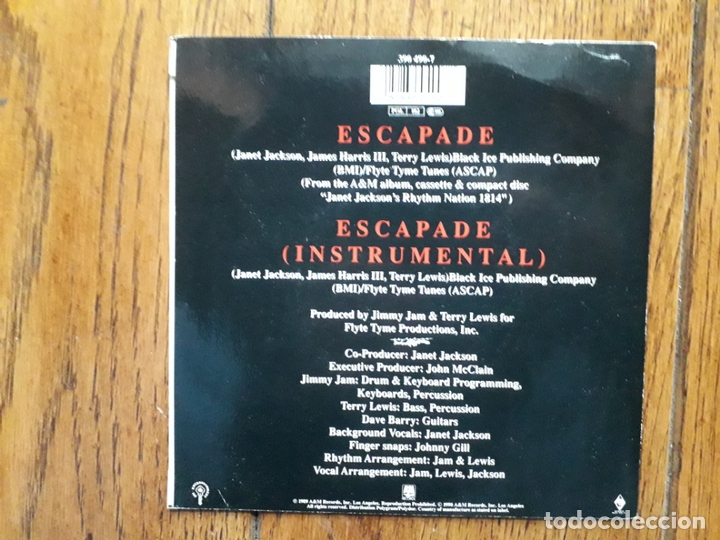 Discos de vinilo: Janet jackson  -  escapade  +  escapade (instrumental) - Foto 2