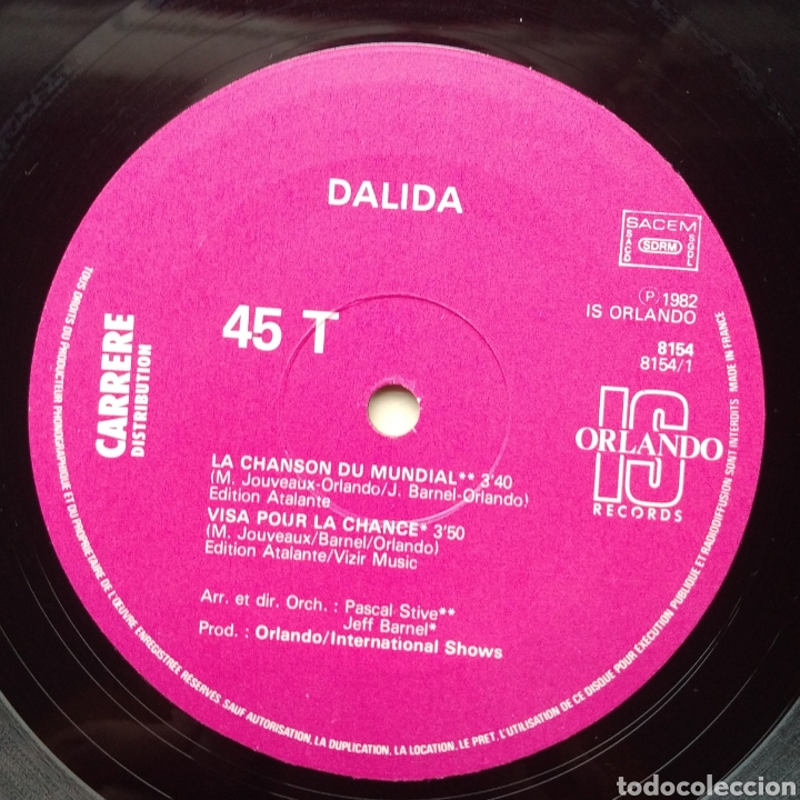 Discos de vinilo: Dalida - La chanson du mundial - Foto 2