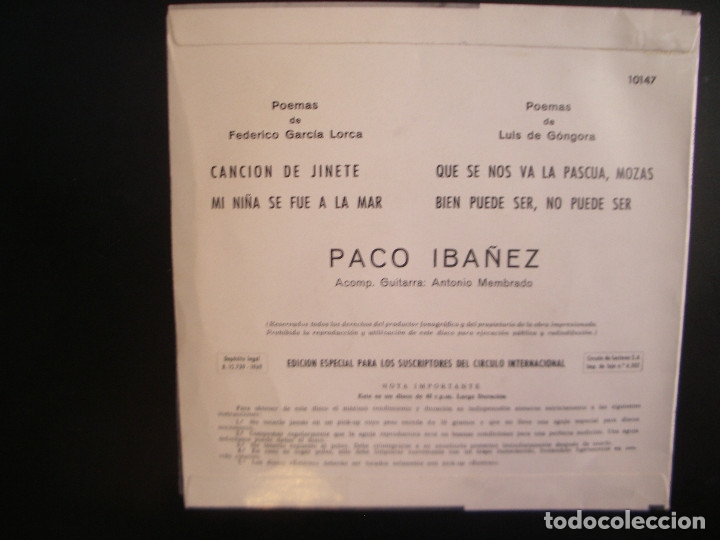 Discos de vinilo: PACO IBA&Ntilde;EZ- EP. 1969. - Foto 2